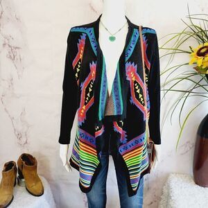 First Nice colorful open draped cardigan sweater